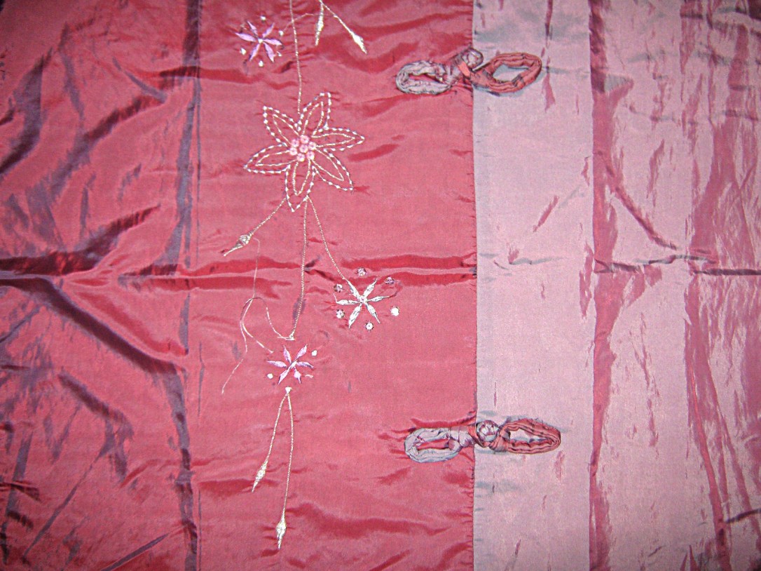 Blue-shot-pink-satin-2-shade-floral-embroidered-decorative-knots