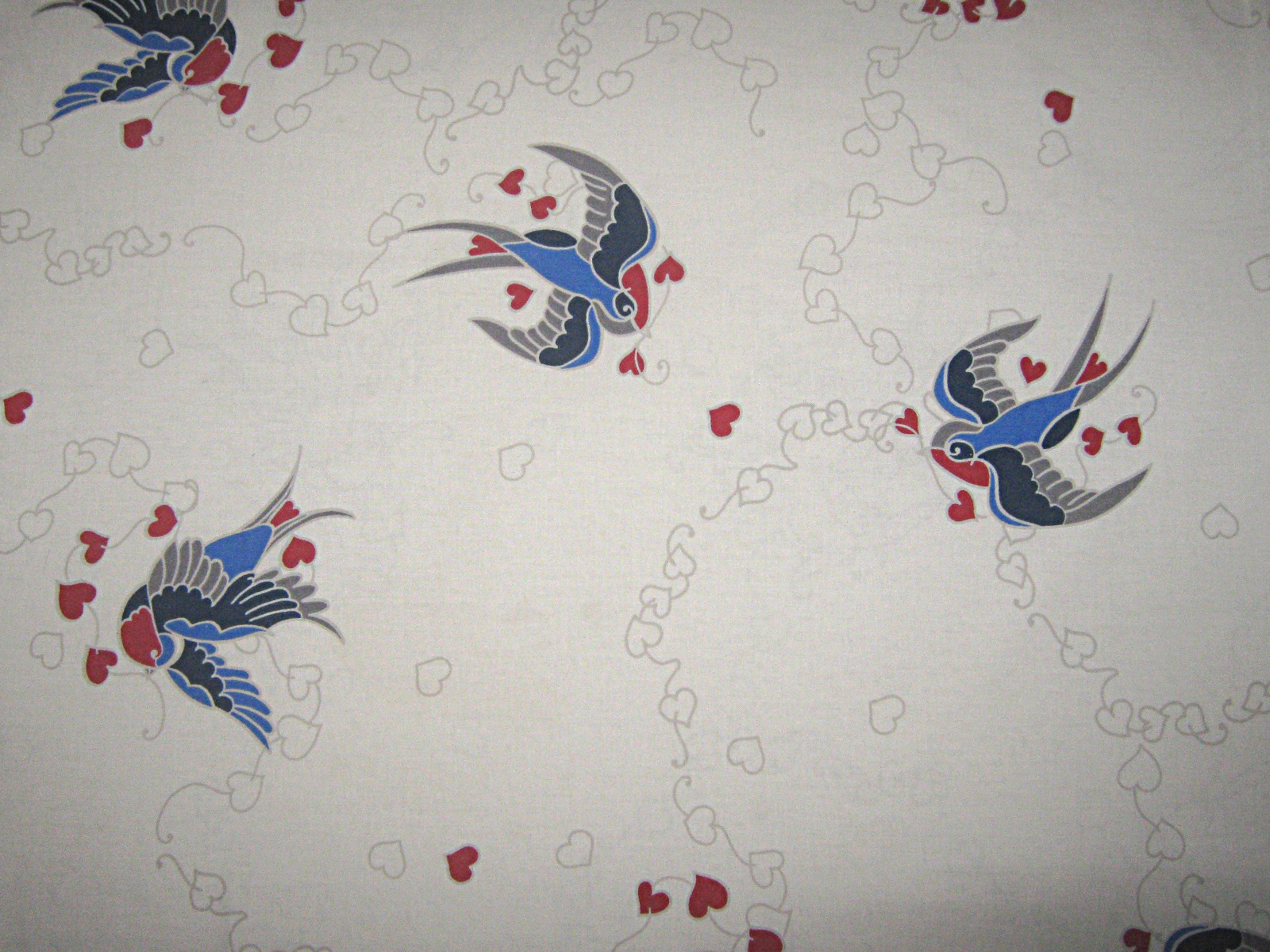 White-grey-heart-pattern-red-blue-birds-polycotton