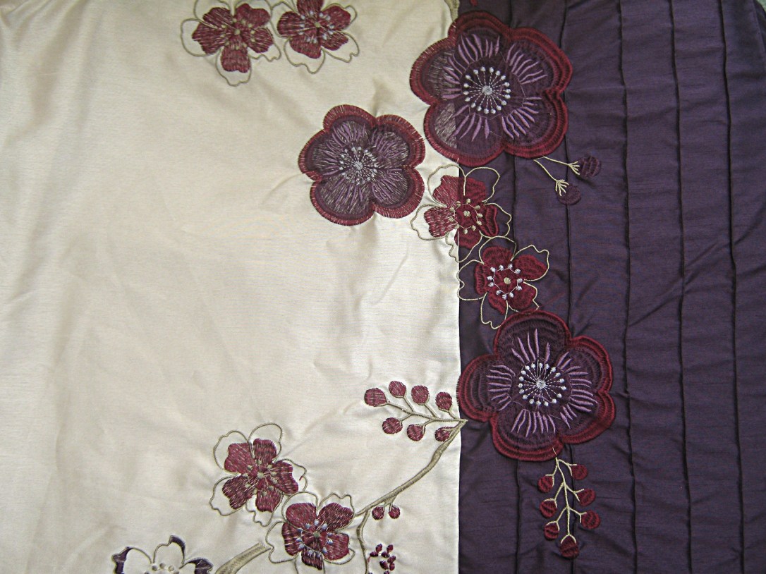 Champagne-dark-purple-floral-embroidered-dupion-effect